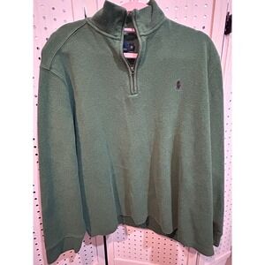 Polo Ralph Lauren‎ Quarter Zip Pullover Sweatshirt Mens XL Green Pony Logo